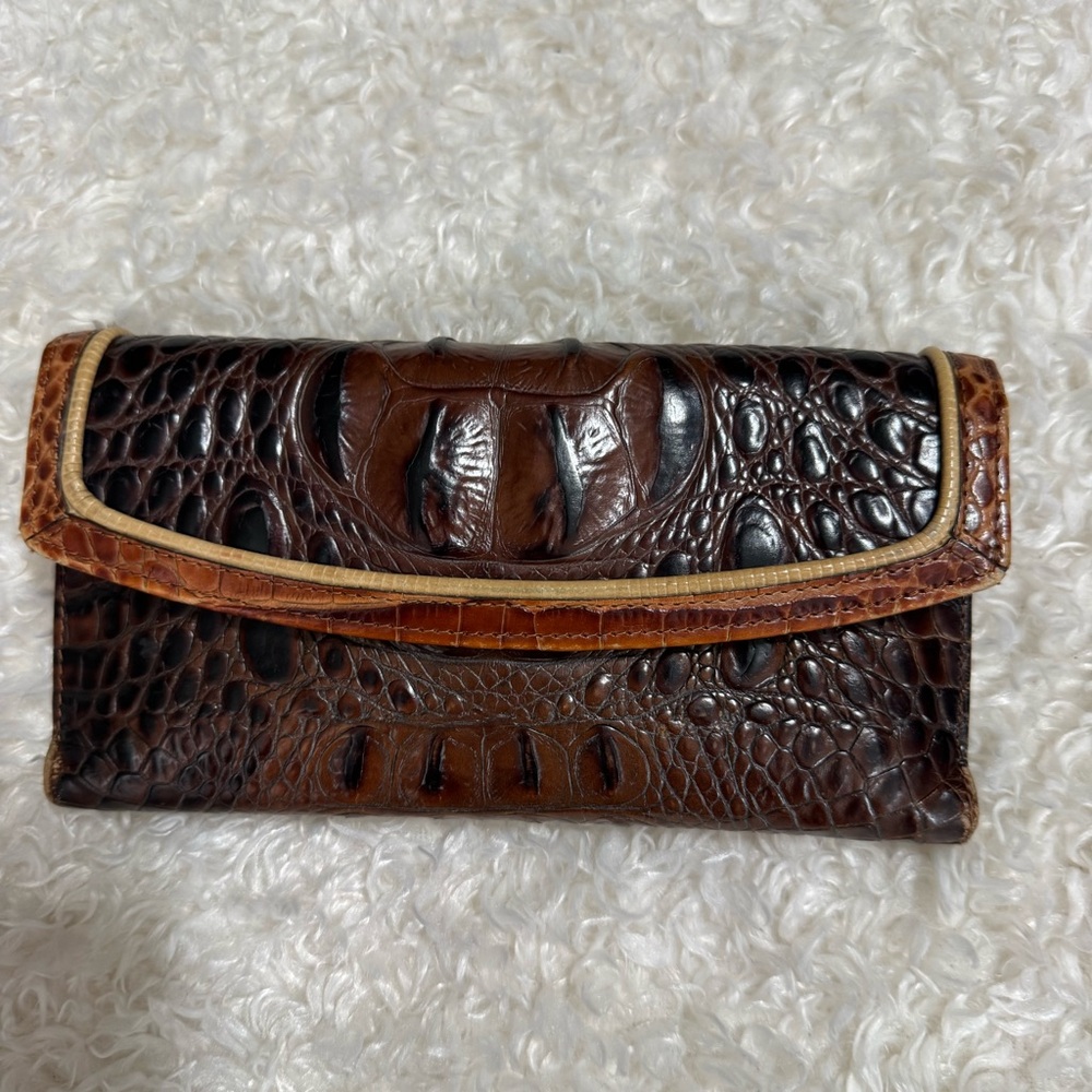 BRAHMIN Melbourne Elisa Toasted Croc Satchel Bag Purse & Wallet - Picture 6 of 16